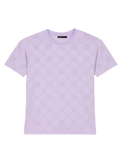 Maje Womens Violets Clover Studded Cotton T-shirt In Parma