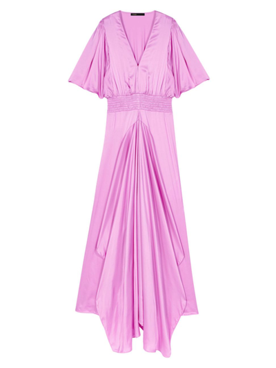 Maje Rachelora Asymmetric Hem Maxi Dress In Pink