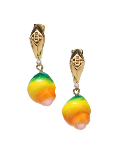 Casablanca Men's 18k Gold-plated Shell & Imitation Pearl Drop Earrings In Gold Gradient