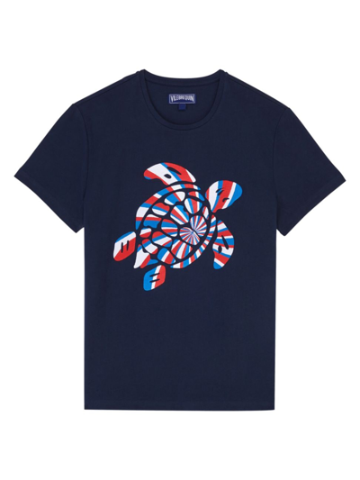 Vilebrequin Turtle-print Organic Cotton T-shirt In Navy