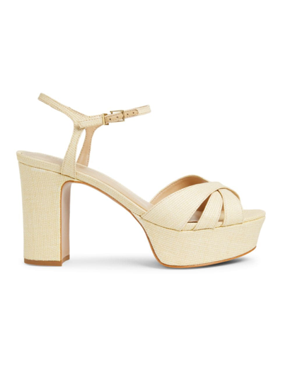 Schutz Women's Keefa Crossover Strap High Heel Platform Sandals In Beige