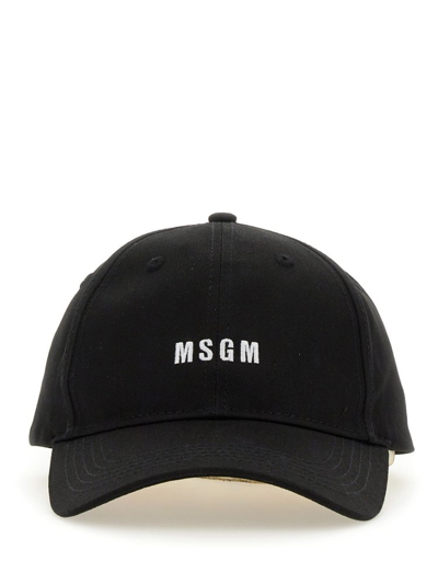 Msgm Logo刺绣棒球帽 In Black