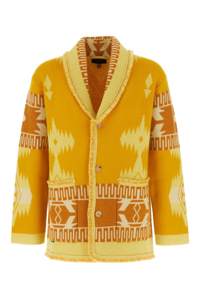 Alanui Icon Pattern-jacquard Cardigan In Yellow