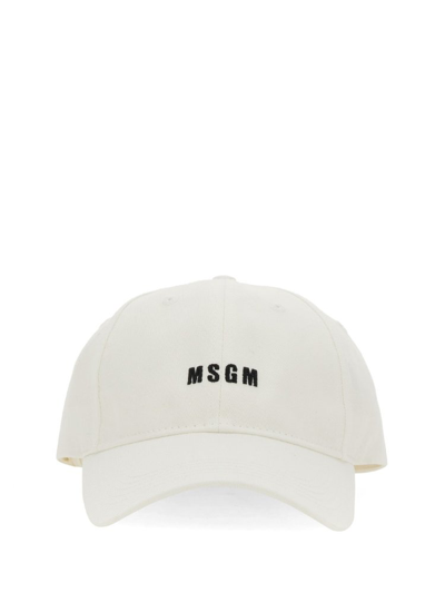 Msgm Baseball Cap In White