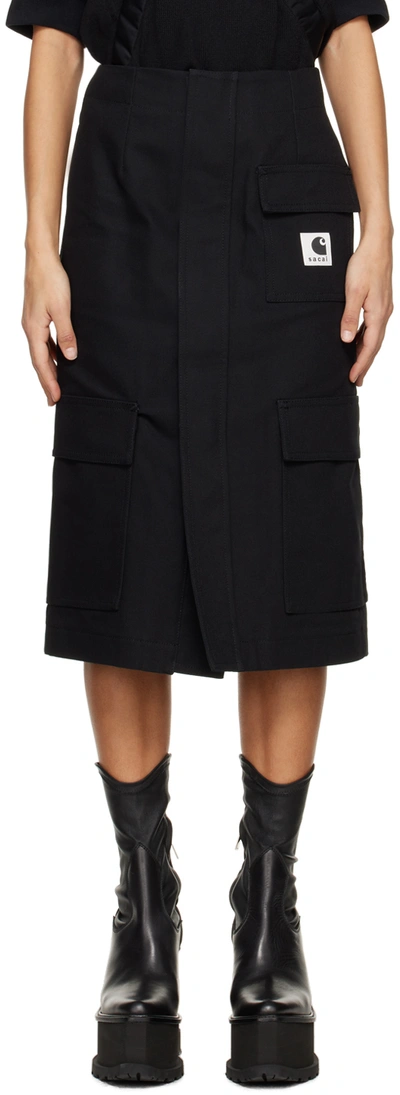Sacai Black Carhartt Wip Edition Midi Skirt In 001 Black