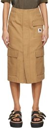 SACAI BEIGE CARHARTT WIP EDITION MIDI SKIRT