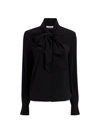 ANOTHER TOMORROW WOMEN'S BOW SILK BLOUSE