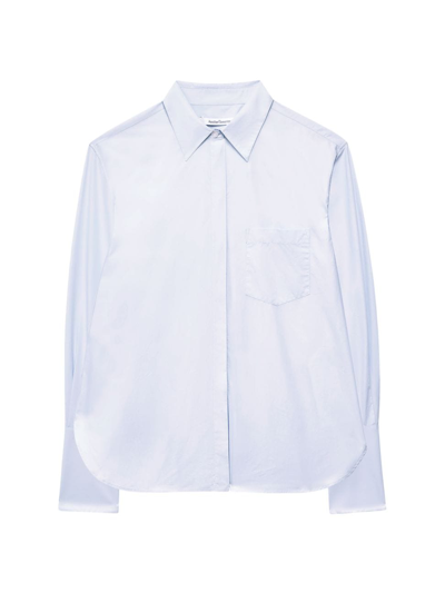 Another Tomorrow Men's Cotton Oversized Shirt In French Blue