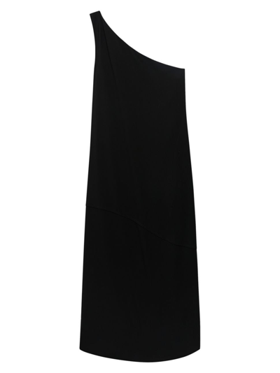 Another Tomorrow Women's One-shoulder Bubble Sheath Midi-dress In Black