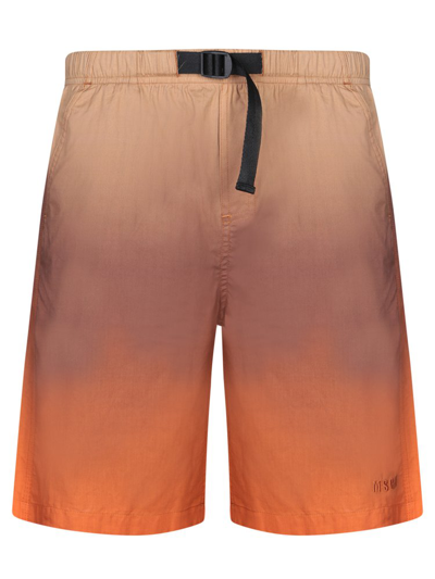 Msgm Dregradã¨ Beige/orange Bermuda Shorts In Brown