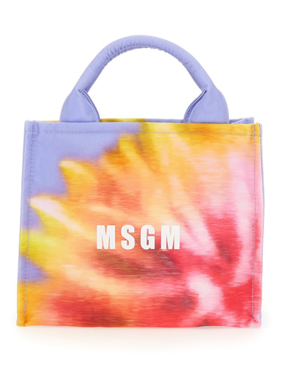 Msgm Canvas Tote Bag In Multi
