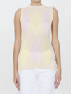 Burberry Crew-neck Argyle Intarsia-knit Top In Beige