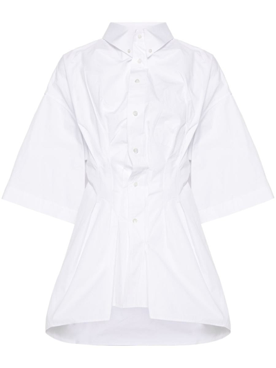 Maison Margiela 褶饰府绸合身衬衫 In White