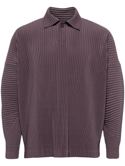 Issey Miyake Mc January Pleated Polo Shirt In Purple