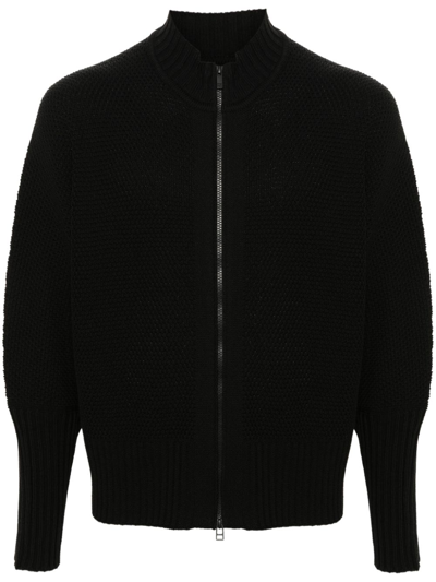 Issey Miyake Crochet Zip-up Cardigan In Black