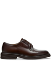 BRUNELLO CUCINELLI BROWN HIGH-SHINE LEATHER OXFORD SHOES