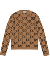 Gucci Gg Wool Jacquard Sweater In Brown