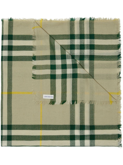 Burberry Vintage Check Wool Scarf In Green