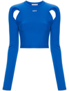 Off-white Logo-stamp Cut-out Blouse In Blue