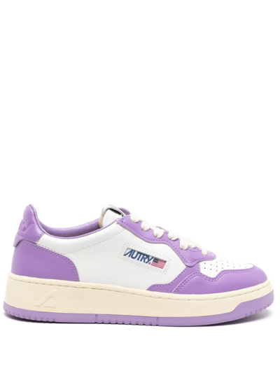 Autry Medal Leather Sneaker In Purple