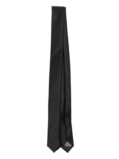 Emporio Armani Pointed-tip Silk Tie In Black