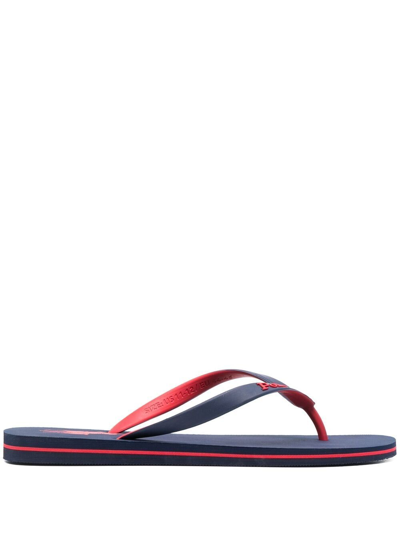 Polo Ralph Lauren Logo Print Flip Flops In Blue