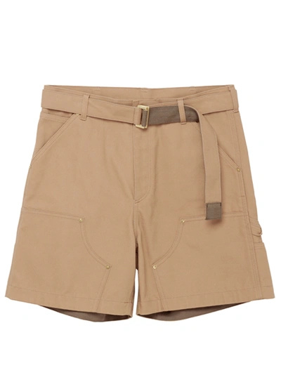 Sacai Shorts Con Logo In Brown
