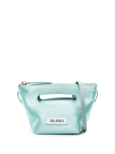 Attico Via Dei Giardini 15 Lux Satin Tote Bag In Aquamarine