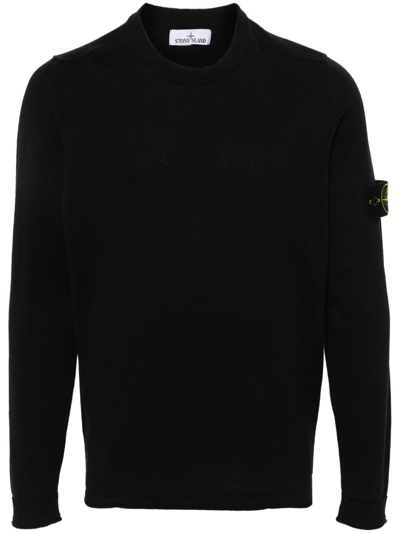 Stone Island Logo Cotton Sweater In Blue