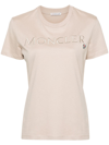 Moncler Classic Crew Neck T-shirt With Raised Branding In Beige