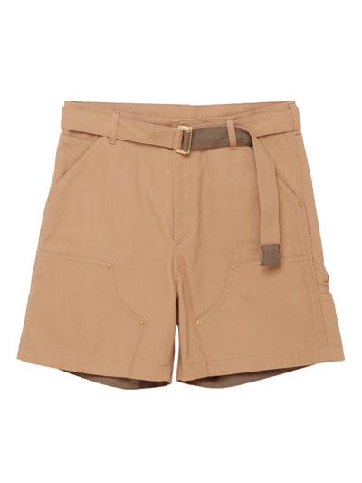 Sacai X Carhartt Wip Cotton Shorts In Beige