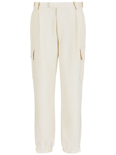 Emporio Armani Tapered-leg Cargo Trousers In White