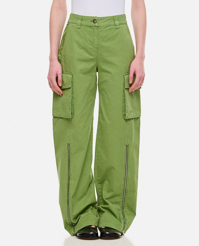 Stella Mccartney Front Zip Cargo Trouser In Green