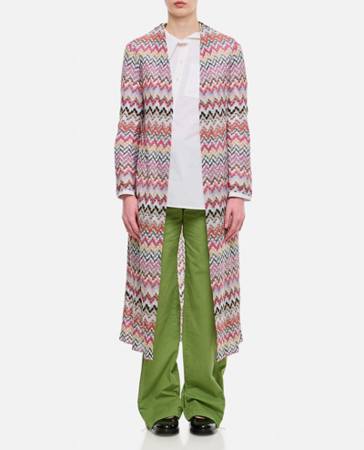 Missoni All-over Patterned Long-sleeved Cardigan In Rose