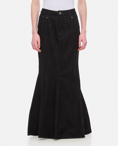 Self-portrait Black Denim Flared Maxi Skirt