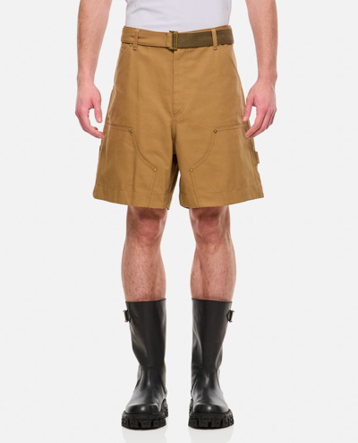 Sacai Carhartt Wip Cotton Shorts In Beige
