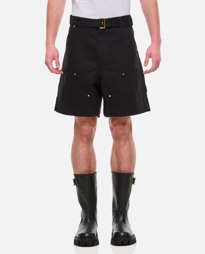 Sacai Carhartt Wip Cotton Shorts In Black