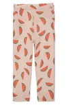 Mon Coeur Kids' Watermelon Print Linen Pants In Misty Rose