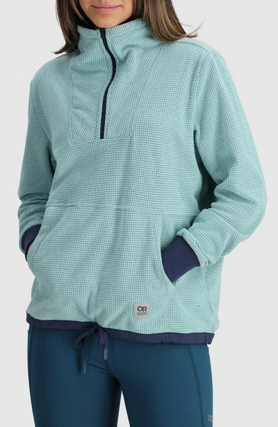 Outdoor Research Trail Mix Quarter Zip Pullover In Sage/ Naval Blue