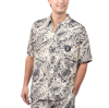 Margaritaville Tan Las Vegas Raiders Sand Washed Monstera Print Party Button-up Shirt In Cream