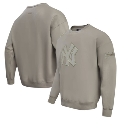 Pro Standard Pewter New York Yankees Neutral Drop Shoulder Pullover Sweatshirt