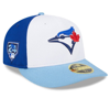 NEW ERA NEW ERA  WHITE/POWDER BLUE TORONTO BLUE JAYS 2024 SPRING TRAINING LOW PROFILE 59FIFTY FITTED HAT