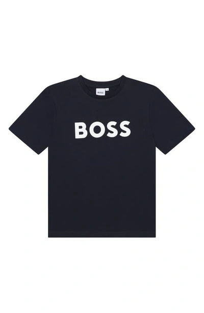 Bosswear Boss Kidswear Kids' Logo Cotton Graphic T-shirt In Navy