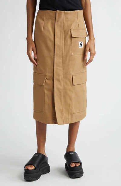 Sacai Beige Carhartt Wip Edition Midi Skirt