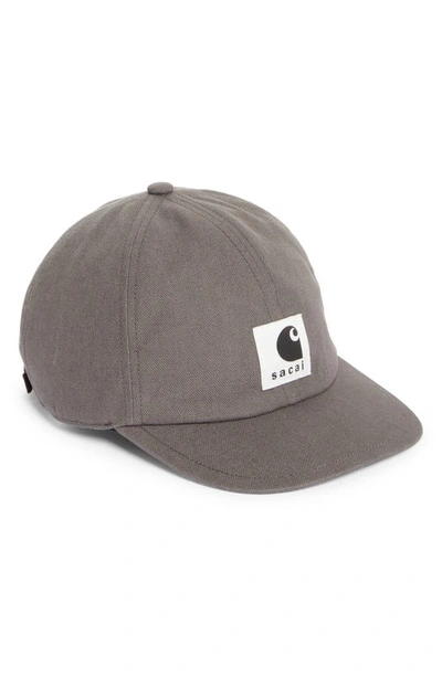 Sacai Carhartt Wip Duck Canvas Adjustable Baseball Cap In Taupe