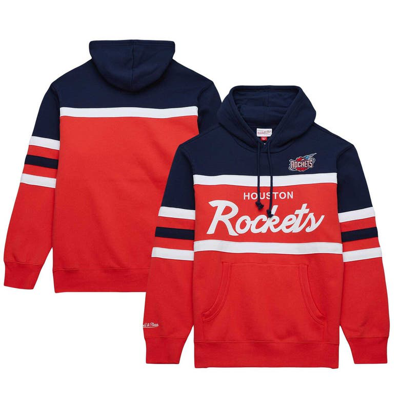 Mitchell & Ness Men's  Red, Navy Houston Rockets Head Coach Pullover Hoodie In Red,navy