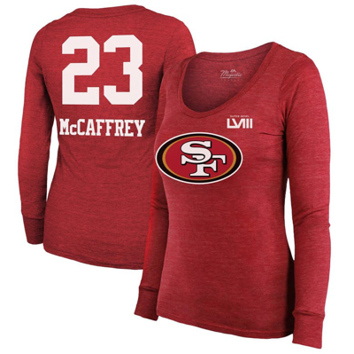 Majestic Threads Christian Mccaffrey Scarlet San Francisco 49ers Super Bowl Lviii Scoop Name & Numbe
