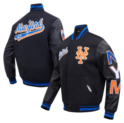 Pro Standard Black New York Mets Script Tail Wool Full-zip Varity Jacket