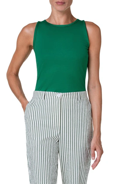 Akris Punto Sleeveless Stretch Modal Top In Leaf Green