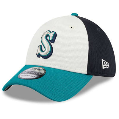 New Era Cream Seattle Mariners 2024 Batting Practice 39thirty Flex Hat In Navy